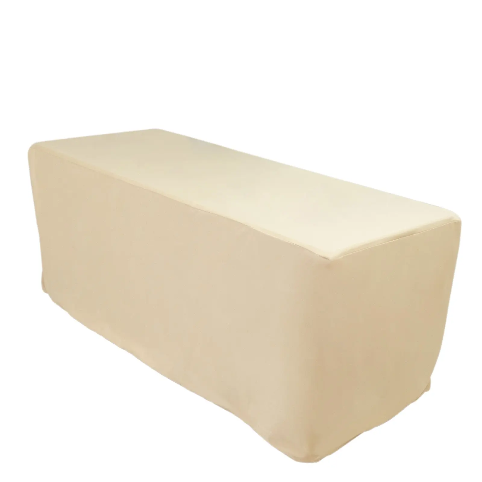Beige 6ft Scuba Fabric Rectangular Fitted Tablecloth - Table Covers, 1-Piece, Wrinkle Free, Stain Resistant, Machine Washable, One-Piece