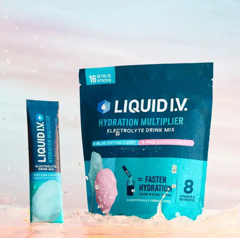 Liquid l.V.Hydration Multiplier-Cotton Candy Hydration Powder Packets Electrolvte Powder Drink Mix Convenient Single-Serving Sticks 8 Vitamins & Nutrients1 Pack (6 Servings)