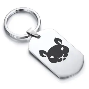 Stainless Steel Year of the Rat Zodiac Dog Tag Keychain