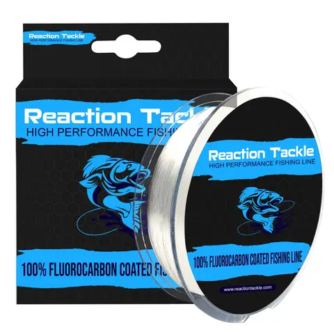 Reaction Tackle Fluorocarbon Coated Fishing Line - Durable 350yd Spool with Copolymer Core, Abrasion Resistant & Low Visibility Leader for Bass Fishing, Fishingline, Durable Fishing Gear