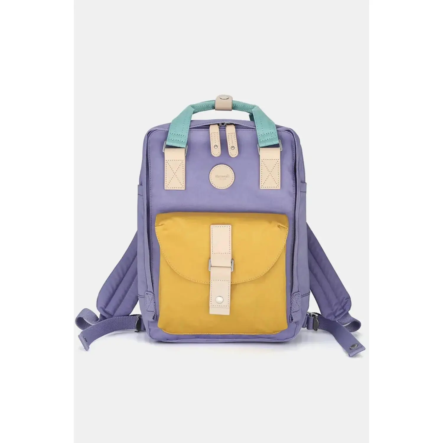 Himawari Contrast Waterproof Canvas Backpack Bag with Round Label