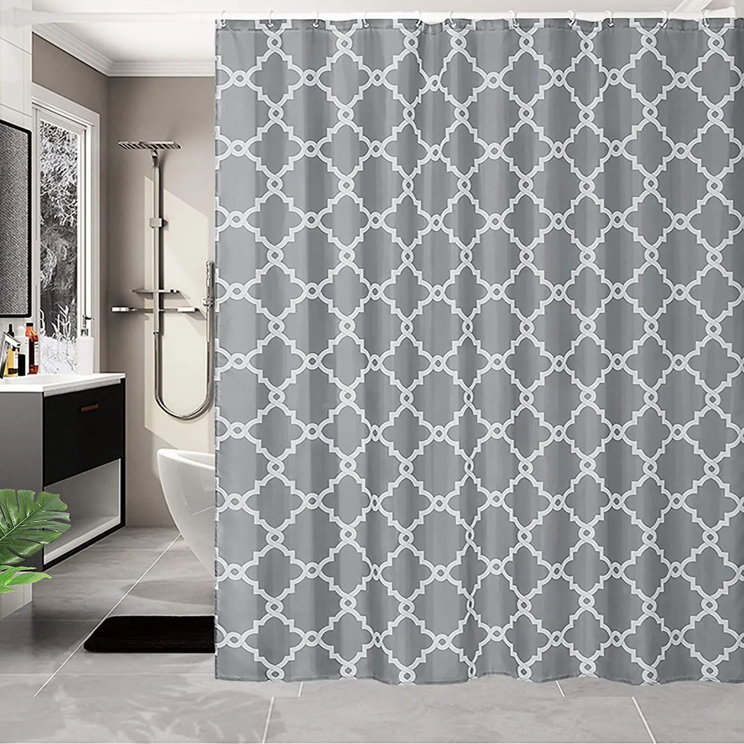 Geometric Pattern Shower Curtain, Waterproof Bathroom Curtain with Hooks, Modern Bathroom Decor, Bathroom Supplies for Home Hotel, Bathroom Accessory, Bathroom Decorations, Aesthetic Shower Curtain, Decorative Shower Curtain