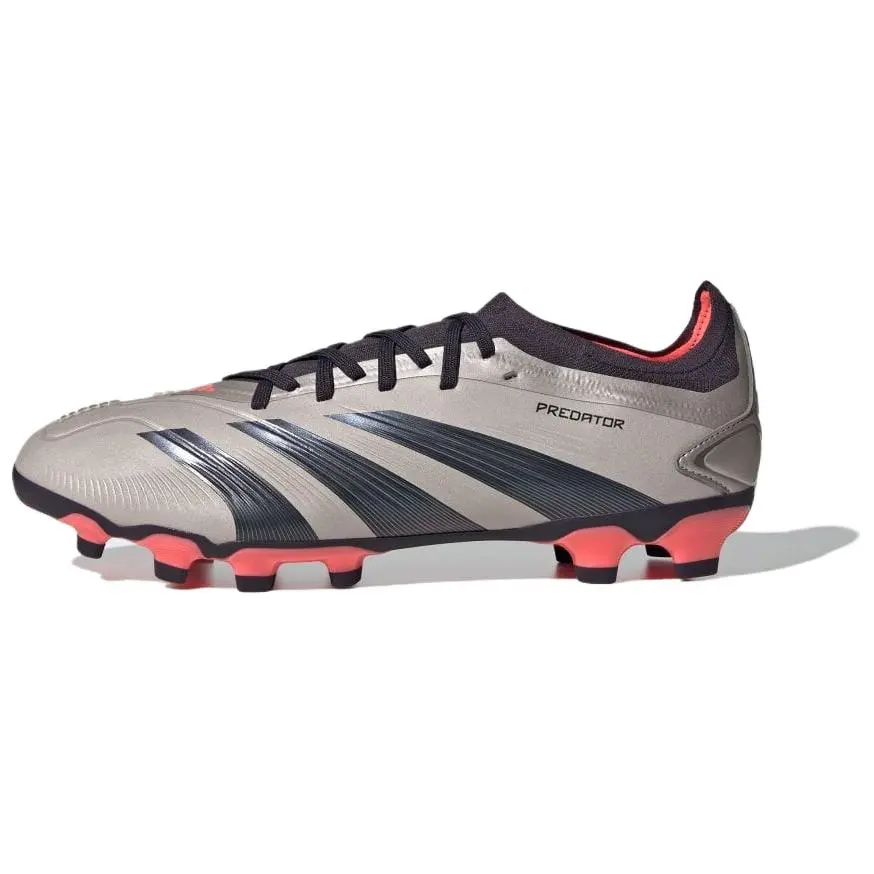 Adidas Predator Pro Mg Platinum Metallic Aurora Black Turbo Versatile Durable Non-slip Soccer Cleats Men's Silver IF6370