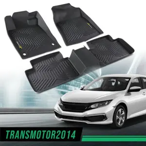 CROSSDESIGN All Weather TPE Floor Mats Liners  Fit For Honda Civic Sedan & Hatchback Coupe 16-21