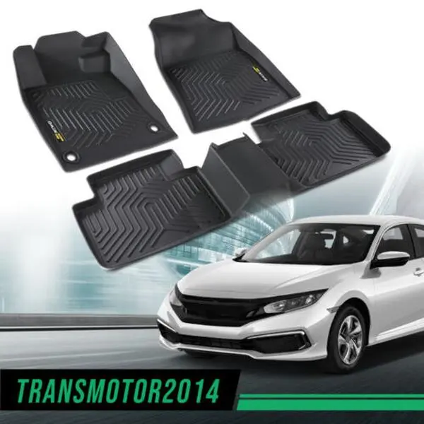 CROSSDESIGN High Quality Weatherproof TPE Car Floor Mat - High Strength, Elastic, Raised Edge, Resists Tread Marks Cleaning Accessory for Honda Civic Sedan, Hatchback & Coupe 16-21