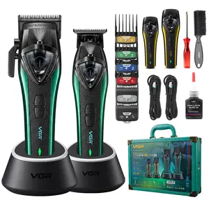 VGR 883S2 Professional Hair Clippers for Men, Cordless Barber Clippers & Zero-Gap Trimmer with Intelligent Speed 9000-11000 RPM, Rechargeable Barber Kit with DLC Blades for Home and Travel