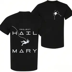 100 Percent Cotton Project Hail Mary Sci Fi Space Drama T-Shirt With Astronaut And Alien Design For Science Fiction Fans Summer Wear Gift For Movie Enthusiasts And Space Lovers