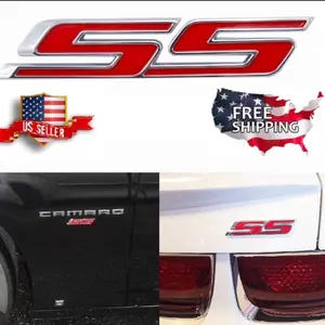 PREMIUM Red SS Badge Fender Trunk Emblem Decal for Chevy Camaro Cobalt Impala