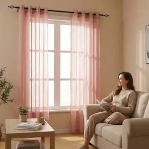 Summer Vibes, 52x84 Inch 4pcs Sheer Curtains for Living Room Bedroom Linen Sheer Curtains, Grommet Luxury Black Out Curtains for Windows Apartment FT6665