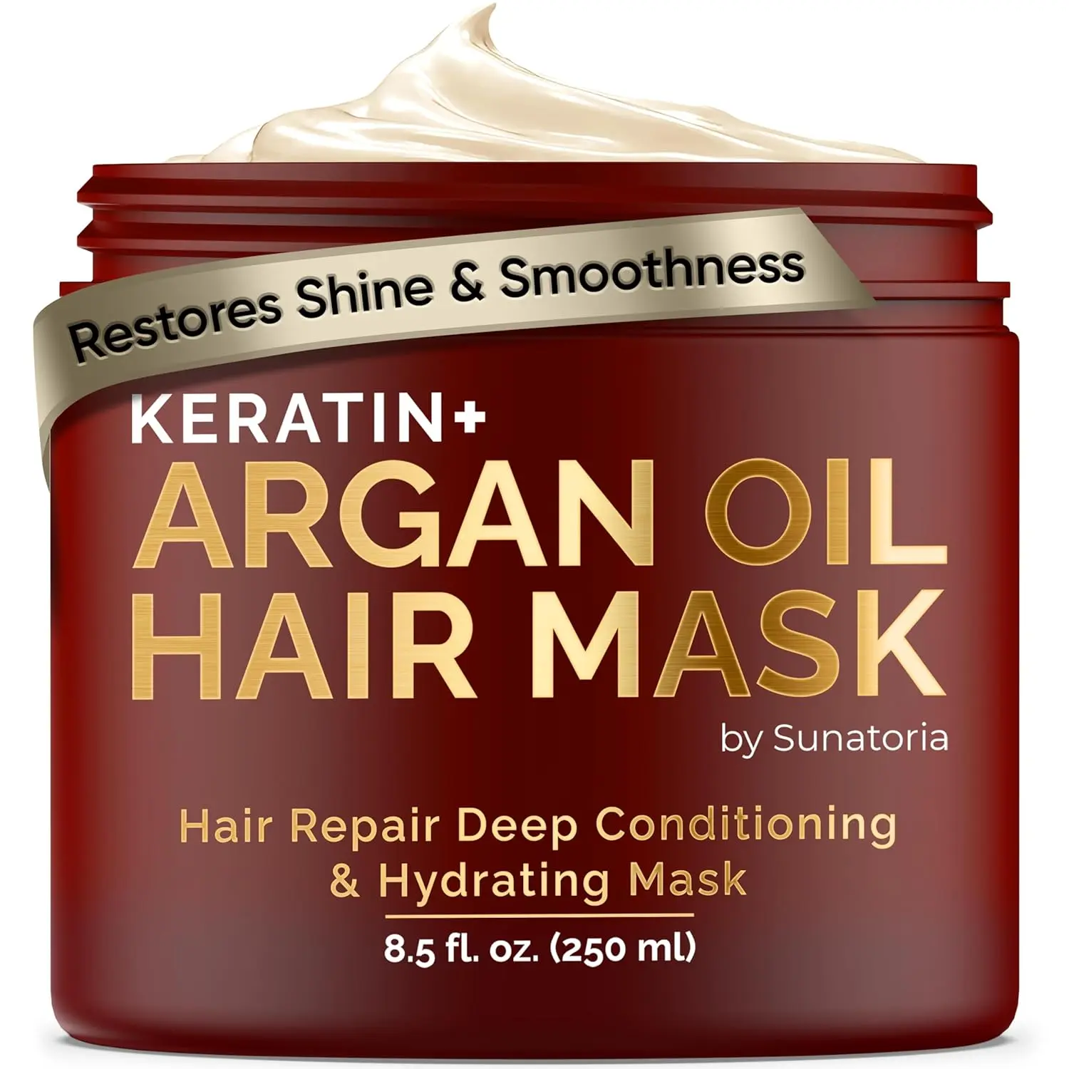 SUNATORIA Hair Mask with Keratin & Argan Oil - Repairs Dry, Damaged, Frizzy Hair & Split Ends - Deep Conditioner for Hydration & Hair Treatment