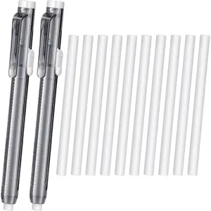 12 Pieces Retractable Mechanical Eraser Pen Bulks Retractable Mechanical Stick Eraser Refill for Teacher Gifts Painting Writing Office Daily Study (Clear Black)