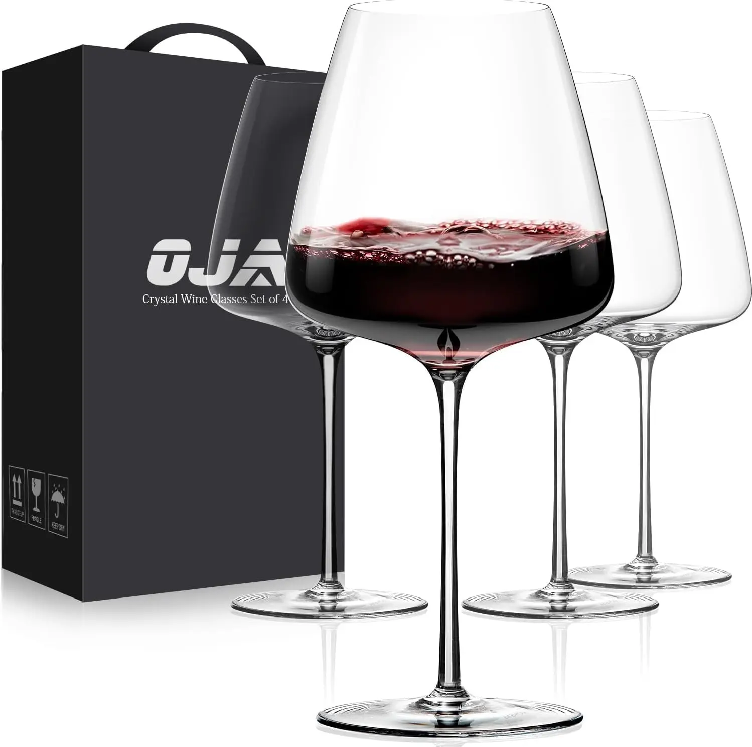 OJA Red Wine Glasses Set of 4, Large Burgundy Glasses 23 OZ, Hand Blown Crystal Glass Light, Clear, Best for Wine tasting, Birthday, Christmas, Anniversary, Father's Day Gift