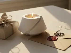 Industrial Concrete Candle Holders for 2.5" Pillar Candles — Concrete Tabletop Fire Pitcher with Rustic Vintage Modern Home Decor for Dining Tables, Bookshelves, Handmade Centerpieces Cute  Highland  Ornaments desktop