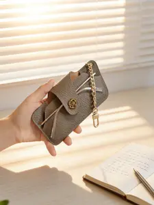 Women's Alligator Leather Glasses Case, Camellia Hardware Buckle Closure, Multifunctional Design, Includes Keychain