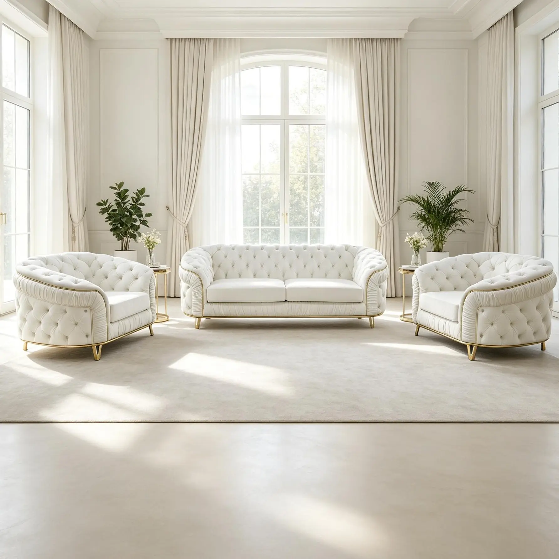 3-Piece Soft White Flannel Cloud Sofa Set - Indoor Couch with Low-Care Anti-Pilling Fabric, Fixed Arms, Plush Comfort, Easy to Tidy Look, Medium Living Spaces Use, Ample Seating, Assembly Required
