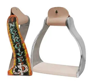 Showman Lightweight Twisted Angled Aluminum Shimmering 'Never Give Up' Stirrups