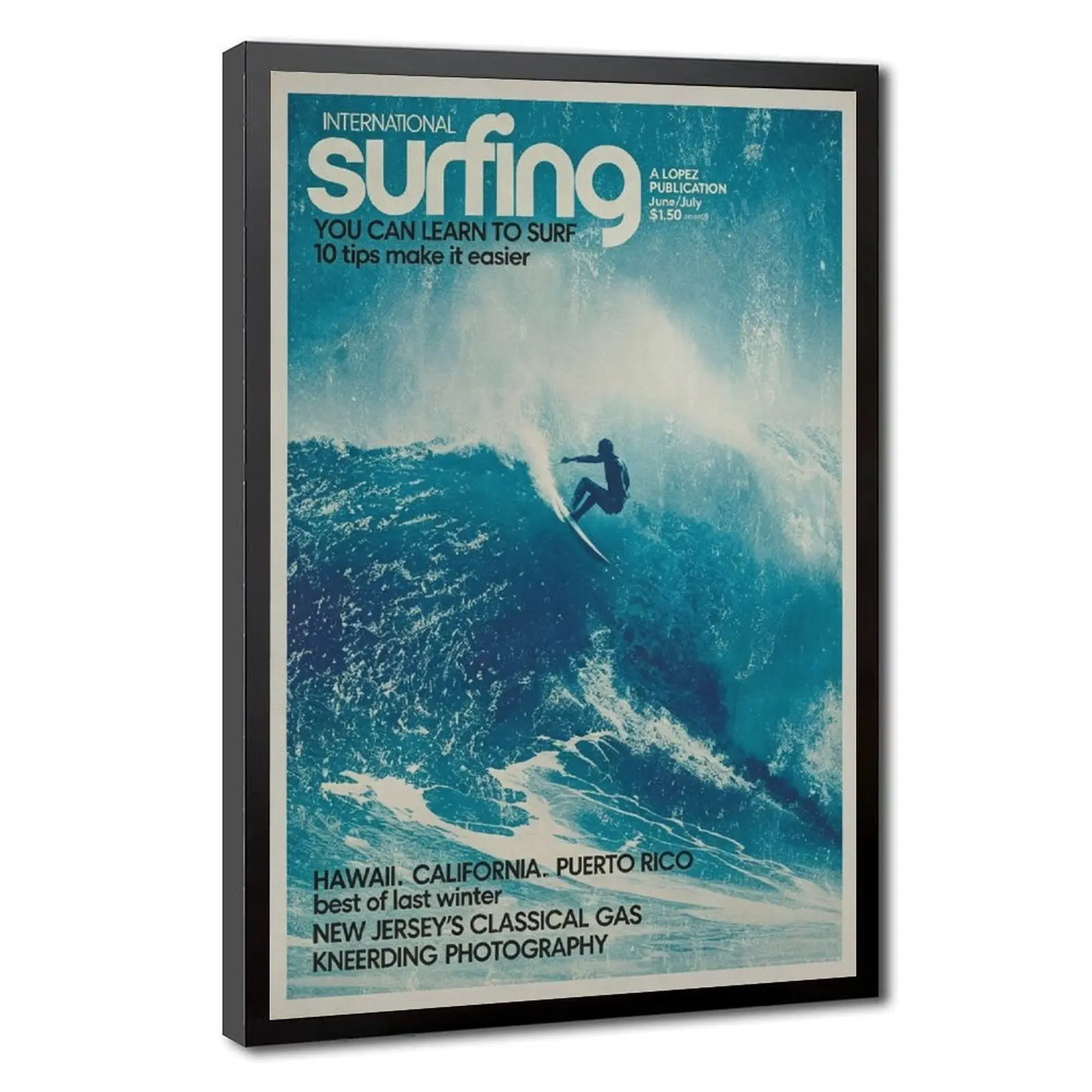Vintage International Surfing Magazine Cover Print, Retro Surf Wall Poster for Home Decor, Stylish Home Decor Accent, Artistic, Frame