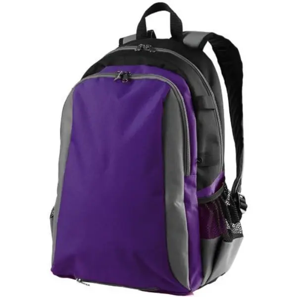 212 MAIN All-Sport Backpack - Purple, Graphite & Black, 1 Size - Zipper, 100% Polyester Heavy Denier, Pass-Thru for Lacrosse Stick or Bat, Large Main Interior Compartment, Reinforced Side Pouch Pockets for Water Bottle, Convertible Mesh Pouch