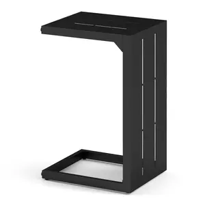 COSTWAY - C-Shaped End Table Convertible Coffee Table with Adjustable Foot Pads-Black COSTWAY - C-Shaped End Table Convertible Coffee Table with Adjustable Foot Pads-Black