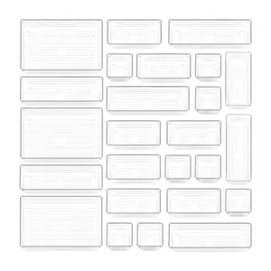25 PCS Clear Plastic Drawer Organizer Tray for Makeup, Kitchen Utensils, Jewelries and Gadgets