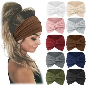 10PCS Women Headbands African Wide Hair Wrap Extra Turban Head Bands for Lady Large Sport Workout Stretch Non-slip Big Hair Bands,Valentine's Day Birthday Gift