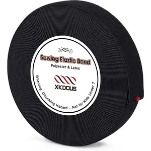 Elastic Band for Sewing, 1 Inch 14 Yards Elastic Bands for Sewing Waistband and Pants Waist, Black Knit Elastic Band for Wig, High Elasticity