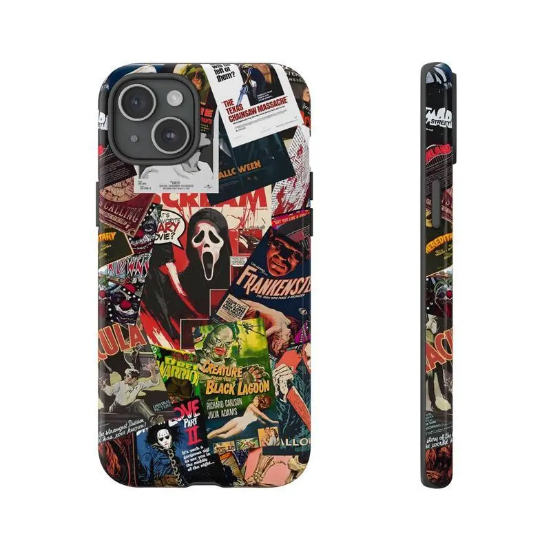 Scream Ghostface & Vintage Horror Halloween TPU Phone Case - Premium Matte Casing, Shockproof Protection, Anti-Fingerprint, Durable, Precise Cutout Protective Accessory for iPhone 17-12 (Pro Max, Pro Plus), Samsung S25-22, Scratch Resistant, Long-Lasting