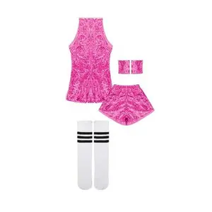 Girls Sequins Dance Clothes Dress 4-12 Yrs Sparkle Hip Hop Jazz Dance Outfit, Sleeveless Top and Shorts Lolanta