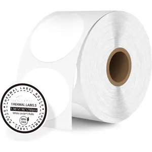 2 Inch White Circle Thermal Sticker Labels, Self-Adhesive Round Direct Thermal Labels for 4x6 Label Printer, DIY Logo Design, Customized Stickers, QR Code, Name Tag(1 Roll, 750 Labels)