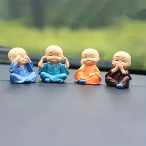 Creative Car Decoration Cute Four Little Monks Resin Crafts Car Ornament Car Accessory