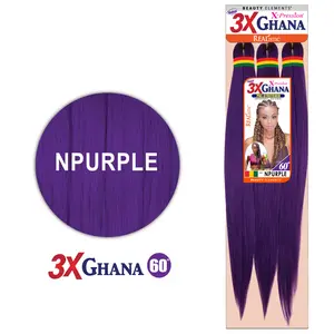REALISTIC 3X GHANA BRAID 60in Pre Stretched - Hot Water Setting Friendly, Anti-Itch, 100% Kanekalon Fibers