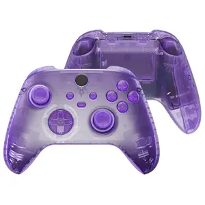 eXtremeRate Full Set Shell Buttons for Xbox Series X & S Controller, Clear Atomic Purple Replacement Side Rails Grips Front Back Plate Cover for Xbox Core Wireless Controller-