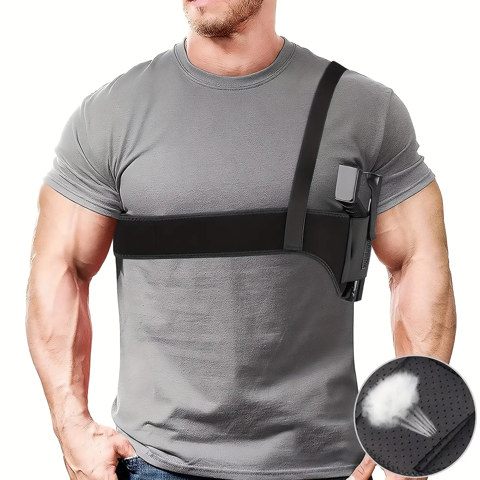 PerDDTrailLock Ambidextrous Neoprene Shoulder Chest Gun Holster, Classic Style Underarm Concealed Carry for Men & Women, Comfortable Breathable Pull-On Closure, Fits Subcompact & Compact Pistols for 9MM 380 Glock 17 19 26 43x 1911 vnsh