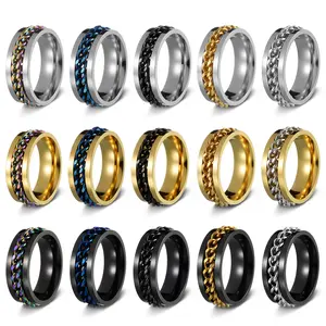 Men's & Women's Universal Rings for Opening Bottles & Beer with Rotatable Chain for Pressure Reduction Titanium Steel & Stainless Steel Jewelry