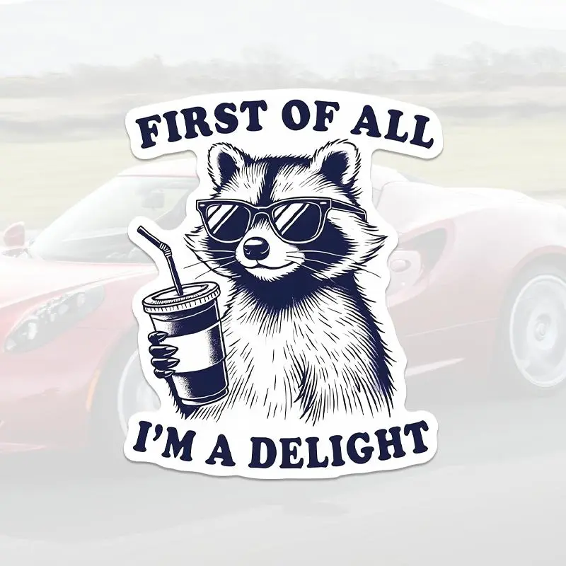 Cartoon Raccoon Pattern Car Sticker, Car Decals, Funny Waterproof Self Adhesive Decorative Sticker, Car Exterior Decoration Accessories for Car Window, Helmet, Laptop, Cup