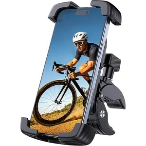 360° Adjustable Bike and Motorcycle Phone Holder Mount, Shockproof Anti-Shake Design, Fits 4.7–7” Smartphones (Black)