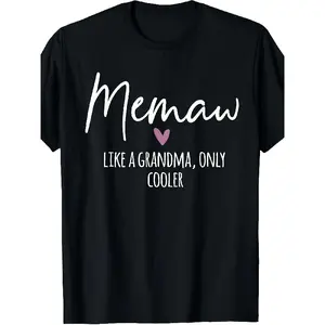 Unisex Oversized Casual Graphic Round Neck Short-Sleeve Pure Vintage T-Shirt - Memaw Cool Grandmother Themed Heartfelt 2025 Summer Mother's Day Tee Women