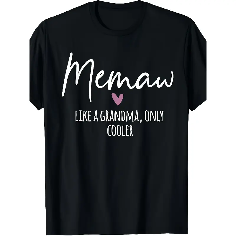 Oversized Vintage T-Shirt with Funny 'Memaw' Grandmother Graphic Print, Unisex Short-Sleeve Casual Tee for Mother's Day, Shortsleeve