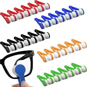 30 count Mini Sun Glasses Eyeglass Microfiber Cleaner Glasses Soft Brush Tool Accessories Mini Spectacles Brush Cleaning Tool Eyeglasses Cleaner Microfiber Cleaning Clip, 5 Colors