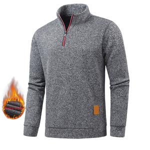 Men's Casual Windproof Fleece Half Zip Stand Collar Long Sleeve Sports Jacket, Everyday Commuter Autumn Winter Outdoor Long Sleeve Top, 100% Polyester Fiber, Versatile and Practical Lightweight Sweatshirt for Men