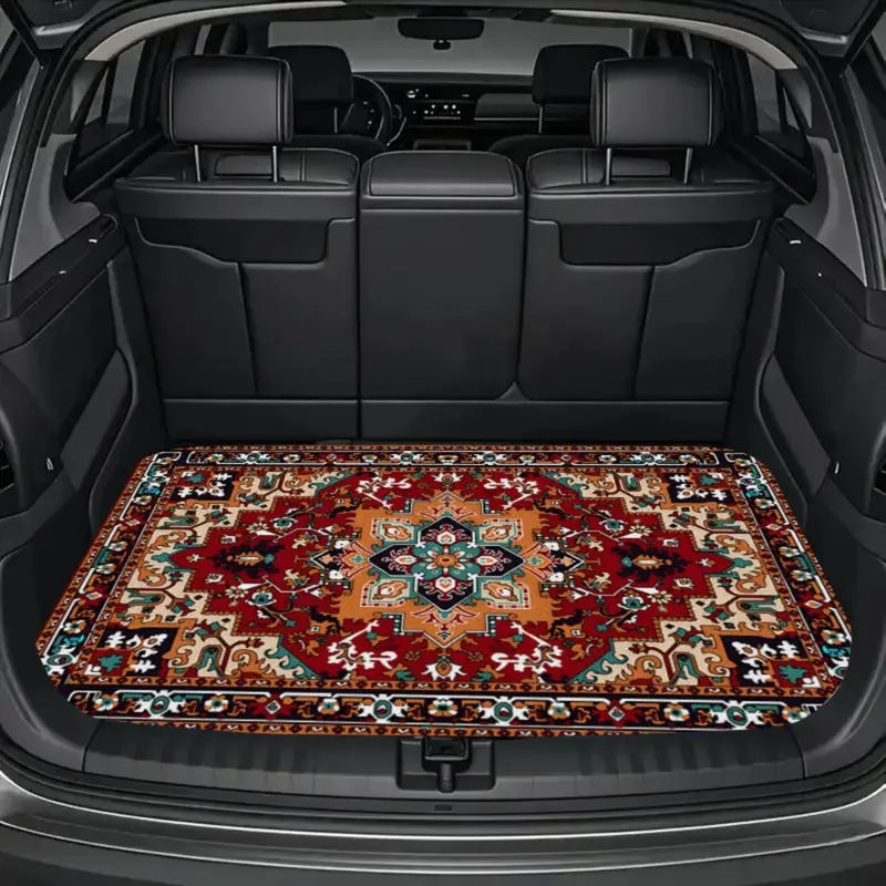 Floral Flower Car Trunk Mat 39.37in*29.53in Aesthetic Vintage Cargo Liner Waterproof Anti-Slip Car Interior Decor Vehicle Interior Accessories Suitable for Most Car Models