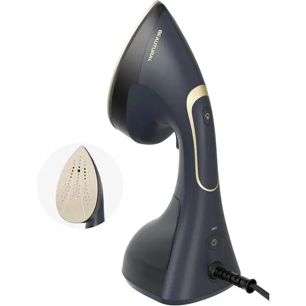 BEAUTURAL Steamer for Clothes, Handheld 2-in-1 Steam & Iron, 1200W, Navy | Powerful Garment Wrinkle Remover with Burst Steam, Ceramic Heating Plate, 30-Second Fast Heat-up, Auto-Off (Only for 120V)