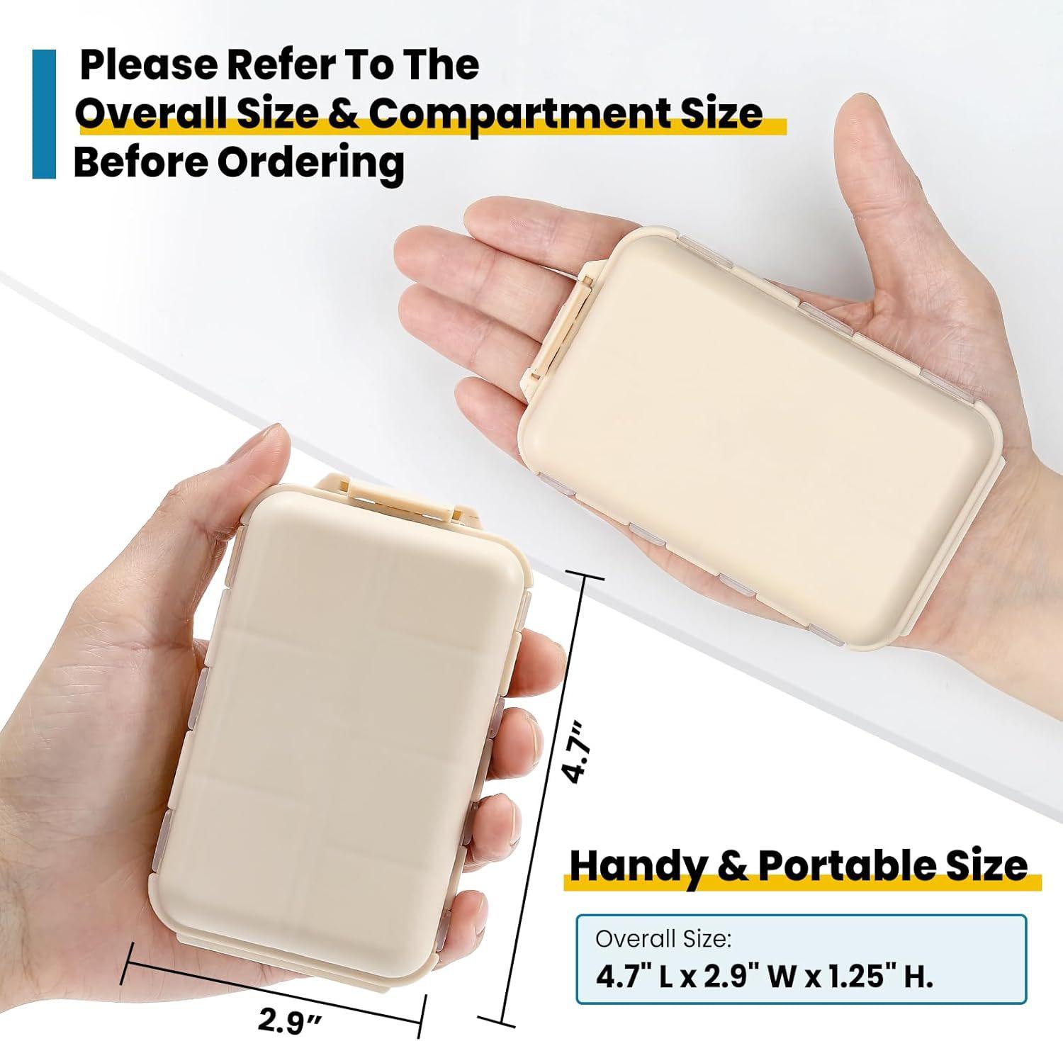 Mother's Day Gift 14 Grids Travel Pill Organizer Box with 415-Pcs Medicine Name Labels - Pocket Daily Pharmacy Case Container Kit - Travel Medication Holder Dispenser for Fish Oil Vitamin Supplement Storage，2026 home essentials，Eco-Friendly,Dustproof