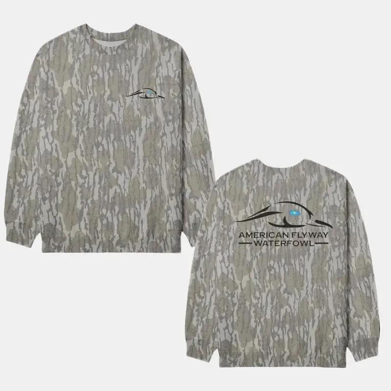 [Full Size S-5XL] Washed Out BOTTOMLAND Grinder Series Solid Men’s Tibbee Flex Camo Sweatshirt, Hoodie with Tree Print, Long Sleeve Outdoor Hunting Pullover Hooded, Soft & Durable Camouflage Sweatshirt, Hoodie, Gift for Men