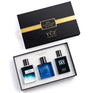 YCZ Men's Mystic Allure Collection Fragrance Set YCZ Marine Eau De Cologne Club Cologne Breath of Sky Cologne Fruity Rose Amber Notes Gift Box Packaging Long Lasting Light Scent Masterpiece Trio Signature Scents