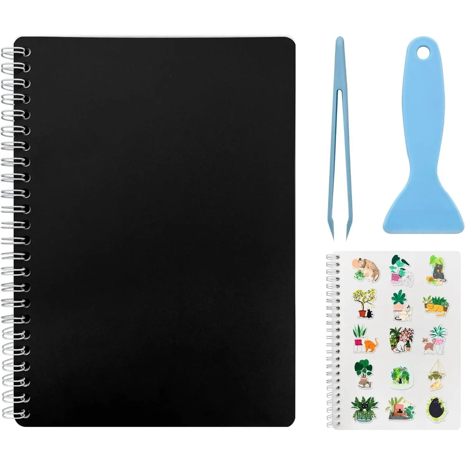 Sticker Book Collecting Album with 80 Sheets Blank Release Paper A5 Size Sticker Collection Storage Organizer for Adults with Tools (Black)
