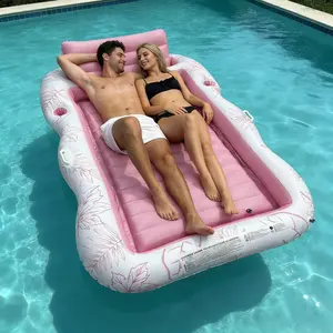 Giant Inflatable Pool Float Lounger Chair for Two, Floating Raft with Cup Holder and Footrest, Summer Vacation for Kids and Adults