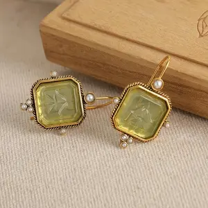 Vintage Palace Style Geometric Earrings Set with Imitation Pearl Dropped Earrings for Ladies Elegant Jewelry Festival Gifts Trendy Fashionable Accessories