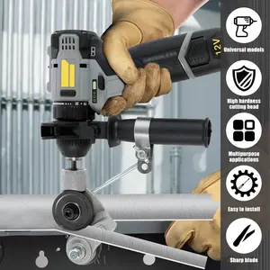 VAYWET Metal Cutter Drill For Electric Adapter (exclude) Attachment Upgraded Sheet Drill Cutter Tools 12V Machine Shears Nibbler Portable Shearing Drill Bit Metal DIY Precision Fast for Cutting Thin Iron Thin White Sheet Steel Tile Aluminum Copper plate