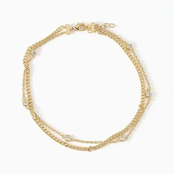 Radiance by Absolute™ Sterling Silver Double Cable Curb Anklet